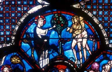 La ventana del Buen Samaritano, Catedral de Chartres, Francia, siglo XIII