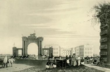 El Gobernador General y la Guardia del Cuerpo fuera de la Casa de Gobierno, 1820, 1925