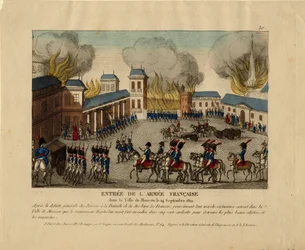 La Grande Armée entra en la ciudad de Moscú, 1812