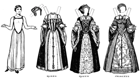 La Gran Galería del Traje Británico: Vestido usado en la época de Enrique VIII, c. 1934