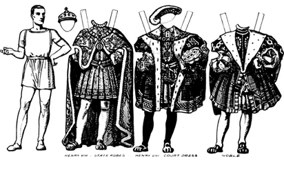 La Gran Galería del Traje Británico: Vestido usado en la época de Enrique VIII, c1934