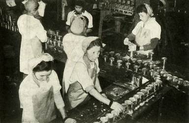 La Gran Industria del Salmón - Chicas indias trabajando en el departamento de enlatado, c1948