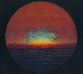 El destello verde al atardecer, el color prismático más raro refractado por la atmósfera, c1935