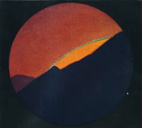 El destello verde al atardecer, el color prismático más raro refractado por la atmósfera, c.1935