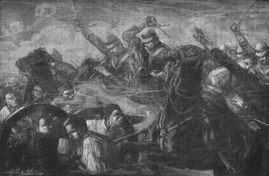 Los guardias cargando los cañones en Kassassin, c. 1882