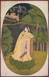 La Heroína que Espera Ansiosamente a su Amante Ausente Utka Nayika, c. 1800