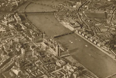 La isla sagrada de Thorney con su antigua abadía como aparece hoy, c1935