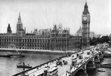 Las casas del parlamento y el puente de Westminster, Londres