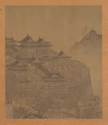 El inmortal Lü Dongbin apareciendo sobre el pabellón Yueyang, siglos XV-XVI