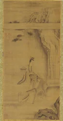 El inmortal Ma Gu con un ciervo, dinastía Qing, siglo XVIII