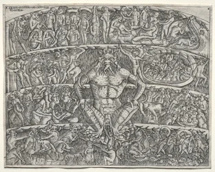 El Infierno según Dante, después del fresco en el Campo Santo en Pisa, 1400s