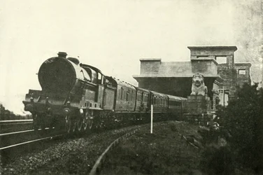 El correo irlandés saliendo del puente Menai, c1930