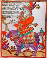 El bufón Farnos el Nariz Roja, impresión Lubok, siglo XVIII