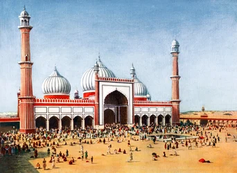 La Mezquita Jama Masjid, Delhi, India, principios del siglo XX