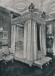 El dormitorio del rey en Knole. Cama hecha para James I, 1928
