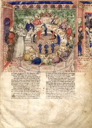 Los Caballeros de la Mesa Redonda Miniatura de La Búsqueda del Santo Grial y la Muerte de Arthus, ca 1220