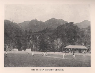 El campo de cricket de Levuka, Fiji, 1912