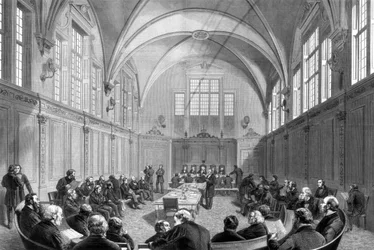 La nueva oficina de la junta escolar de Londres en el Thames Embankment, Londres, 1875