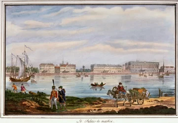 El Palacio de Mármol y el Malecón del Neva, San Petersburgo, Rusia, 1822