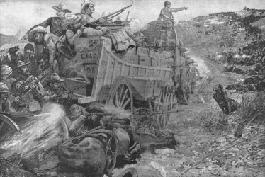 La Guerra de Matabele, 1893: Ataque al campamento de vagones en el río Imbembezi, 1 de noviembre de 1901
