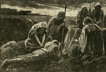 Los hombres de Jabesh llorando sobre la tumba de Saúl y Jonatán, 1890