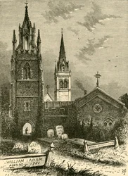 La capilla mortuoria y la nueva iglesia, Woburn, 1898