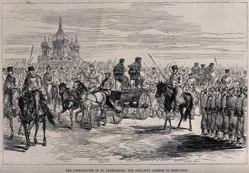 Los nihilistas llevados a la ejecución en San Petersburgo, ca 1881