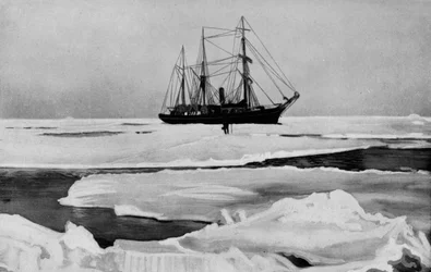 El Nimrod abriéndose paso a través del hielo, c. 1909, 1928