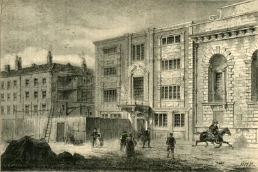 La antigua oficina de correos, en Lombard Street, alrededor de 1800, c. 1872