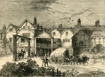 El viejo Tabard Inn, en el siglo XVII, c1878