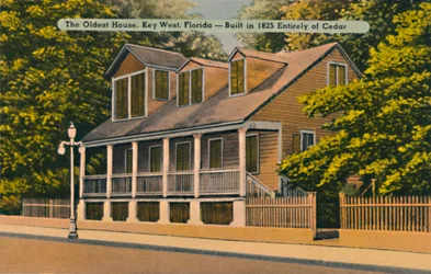 La Casa Más Antigua, Key West, Florida - Construida en 1825 Enteramente de Cedro, c1940s
