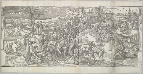 El paso de una caravana del friso Ces Moeurs et fachons de faire de Turcz Customs..., 1553
