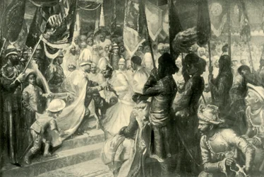El Príncipe de Gales confiriendo la Orden de la Estrella de la India en Calcuta, 1901