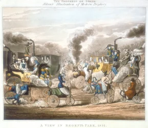 El progreso del vapor. Una vista en Regents Park, 1831