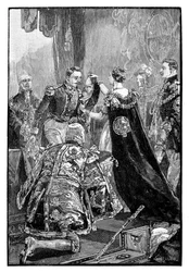 La Reina invistiendo al Emperador de los Franceses con la Orden de la Jarretera