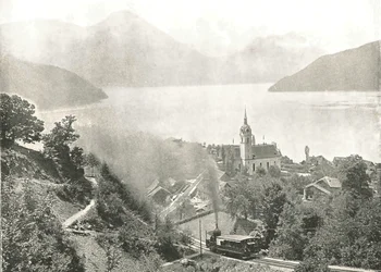 El ferrocarril Rigi, Vitznau, Suiza, 1895
