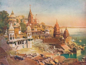 La Ciudad Sagrada de los Hindúes: Benarés en el Ganges, 1908