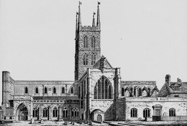 El lado sur de St. Saviours, Southwark, mostrando la antigua nave, c1825, 1912