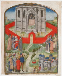 El templo en Jerusalén, de la Postilla Litteralis Comentario Literal, 1450-75