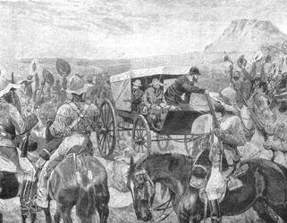 La Guerra del Transvaal, 1881: El Presidente Brand Declarando la Paz en Laings Nek, 1901