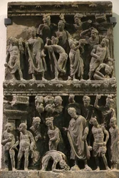 Victoria and Albert Museum. Relieve que muestra un atentado contra la vida de Buda. 100-200. Esquisto. Gandhara/Noroeste de Pakistán. Reino Unido