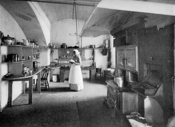 La cocina de la Casa Blanca, Washington DC, EE.UU., 1908