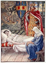 La bruja da consejo sobre la herida de Sir Tristram, 1911