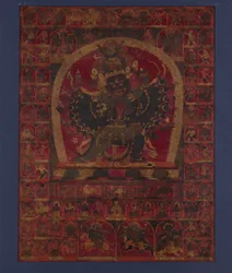 La deidad iracunda Bon Walse Ngampa, una de las cinco deidades meditacionales de la fortaleza, principios del siglo XV