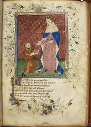El autor presentando su libro a Enrique V de Regiment of Princes de Thomas Hoccleve, siglo XV