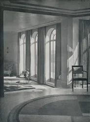 La gran sala en Yaffle Hill, Broadstone, Dorset, 1933