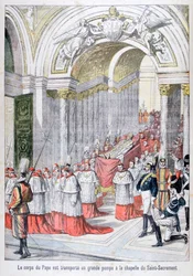 El cuerpo del Papa León XIII transportado a la Capilla del Santísimo Sacramento, Vaticano, 1903