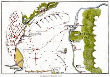 El bombardeo por la Royal Navy del puerto de Kagoshima, Japón, 1863