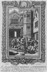 El célebre Jacob Van Ardevelt cruelmente asesinado por la multitud en Gante, hacia 1787
