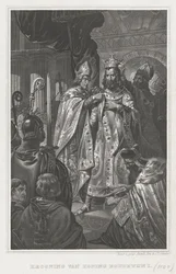 La coronación de Balduino I el día de Navidad de 1100, siglo XIX